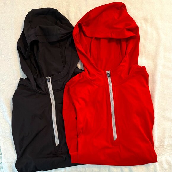 Cutter and Buck 2 Performance Quarter Zip Hoodies Black and Red Women's Large - Picture 1 of 12